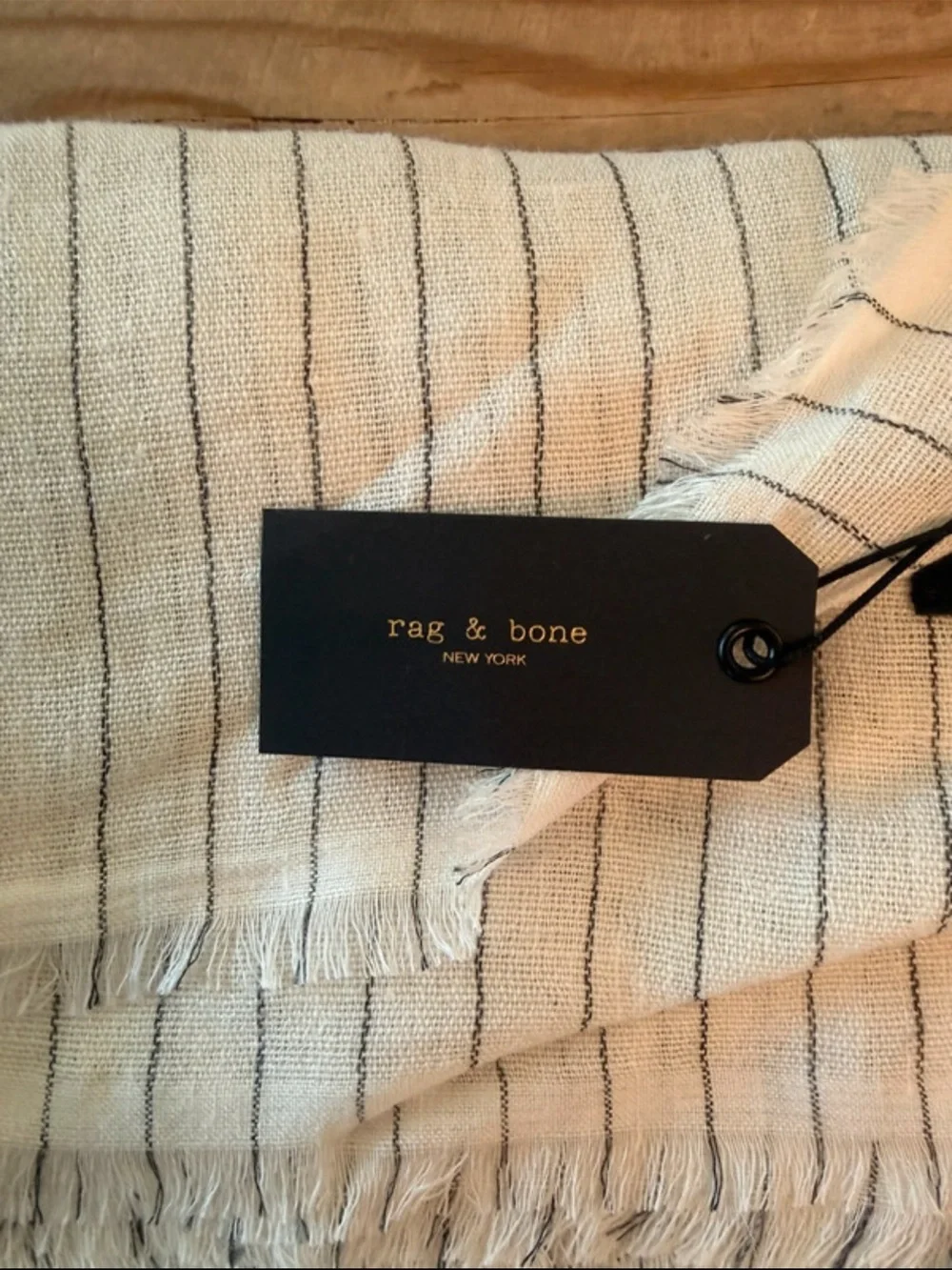 rag & bone Cream Scarf with Black Pinstripes
